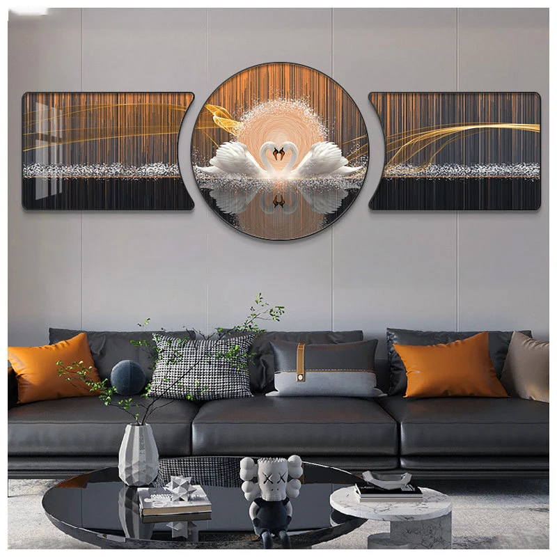 Modern American Abstract Decorative Painting Gold Lucky Deer Fashion Crystal Porcelain Painting