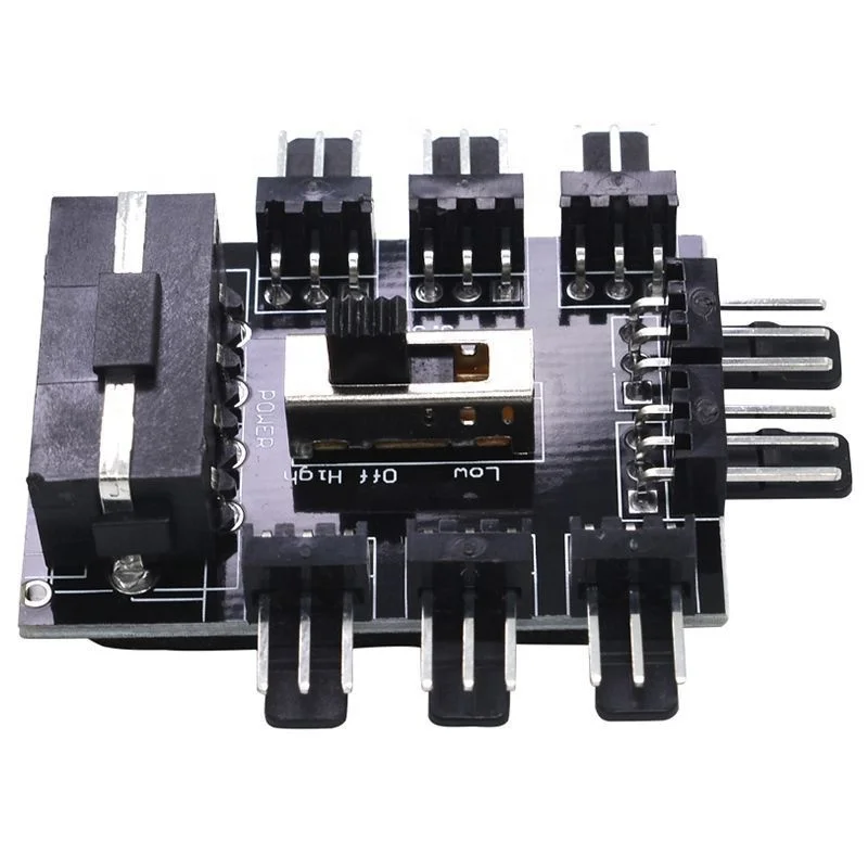 Latest Cooling Fan Controller  8 Port 12V  Large 4 Pin Fan PWM Fan Hub SATA Molex Controller Power Supply Speed Adapter
