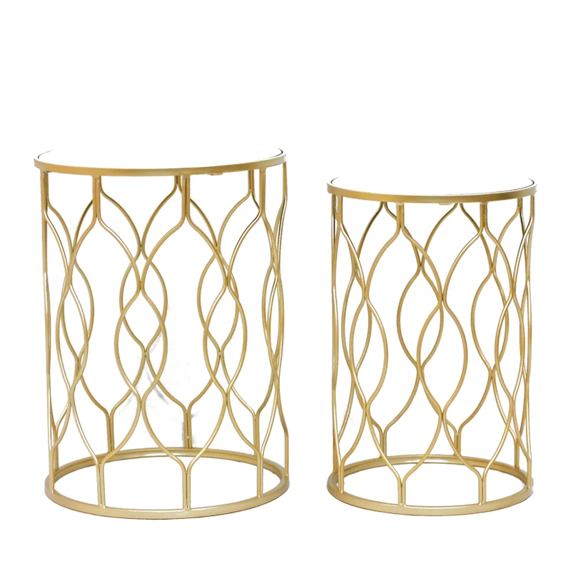 Metal Round Coffee Table Set Side Table Marble Glass or Mirror for Home Top Gold with White Home Furniture Living Room Furniture