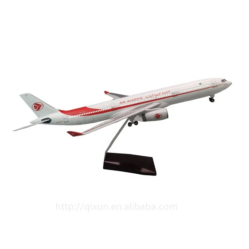 Scale 1:135  47cm A330 AIR ALGERIE Plastic Resin Airplane Model Aircraft with Wheels and LED Lights