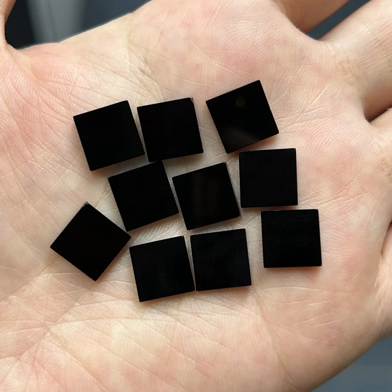 Square Shape 10mm Thickness 2mm Black Onyx Flat Gemstone Cabochon Natural Agate Loose Stone