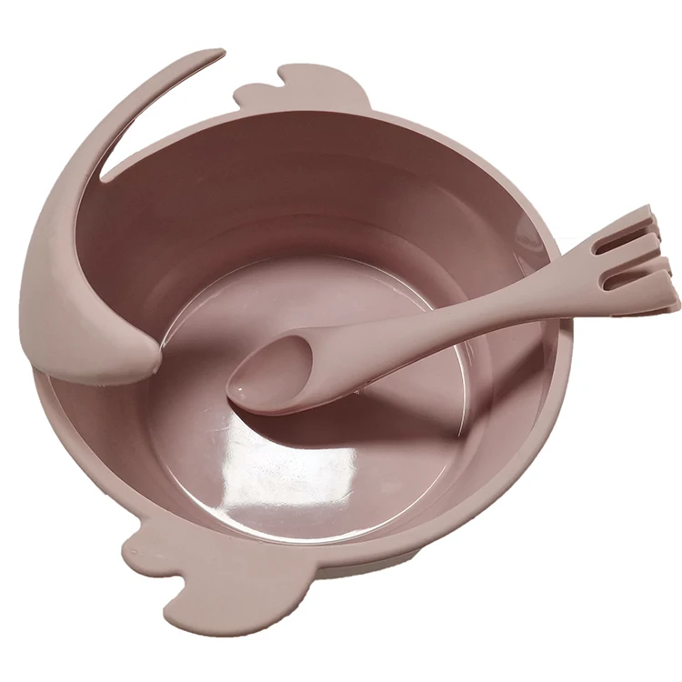 
Non Spill Travel Folding Tableware Fish Shape Soft Suction Silicone Collapsible Food Eating Baby Bowl and Spoon 