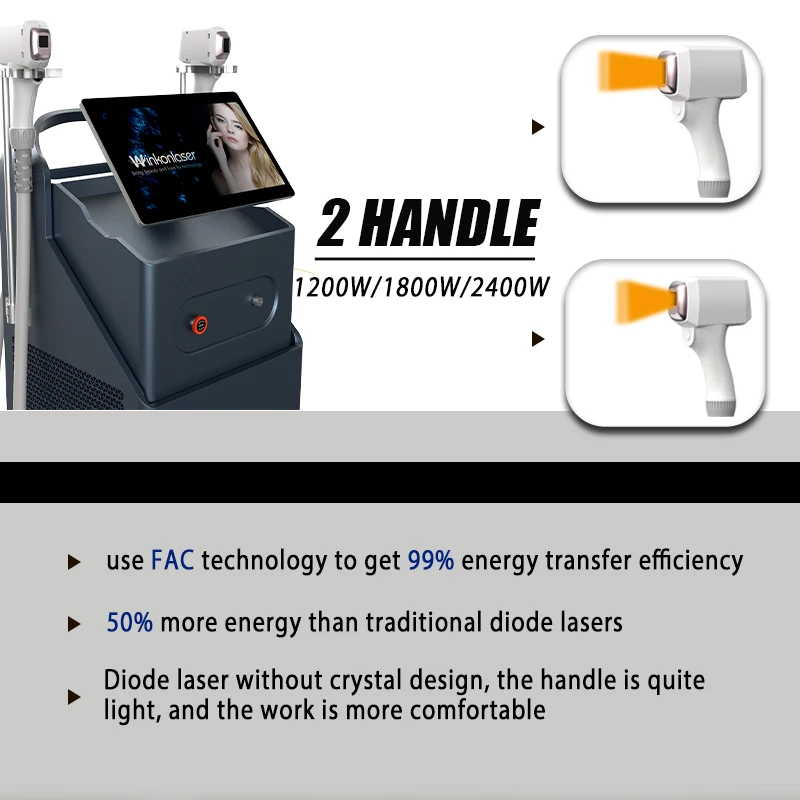 Winkonlaser Big Power 2000 Lazer Hair Removal Diodo Beauty Equipment 755 1064 808 Diode Laser Hair Removal Machine
