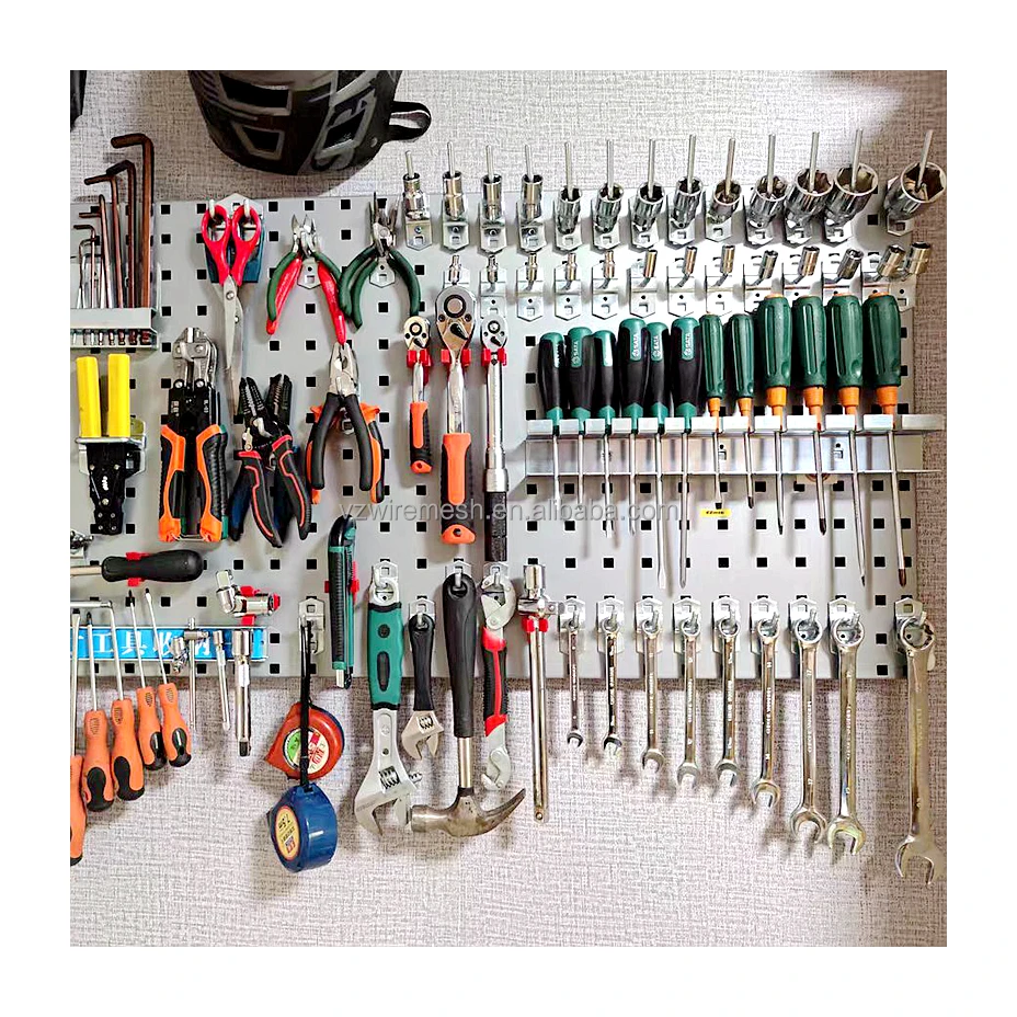 Быстрая доставка долговечный серый 1 4 мм Q195 Pegboard стеллажи для хранения гаражного инструмента Настенный Стальной промышленный Diy