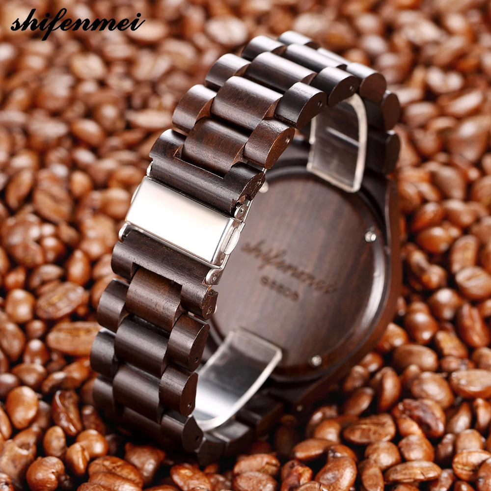 shifenmei S5507 oem custom logo high quality black sandal wood strap fashion low price watch