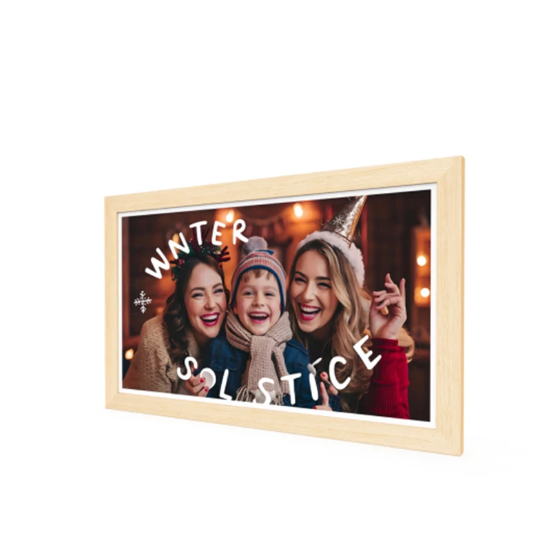 Wall-Mounted Wooden Frame Photo Video Player Digital Signage 32 Inch Touch Screen Quad Core Android Tablet with WiFi POE NFC
