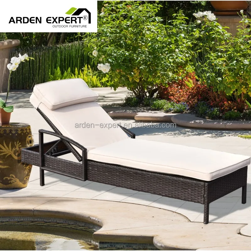 Hotel Adjustable Rattan Chaise Lounger Chair Furniture Outdoor Sun Bed