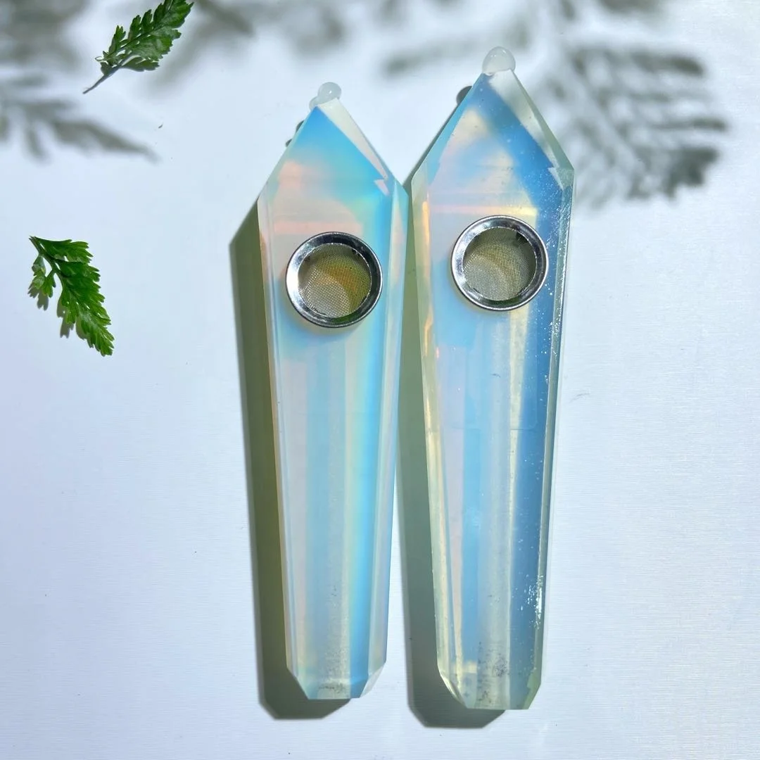 
Оптовая продажа, коллекция медитационной трубки из натурального кристалла, Опаловая трубка 