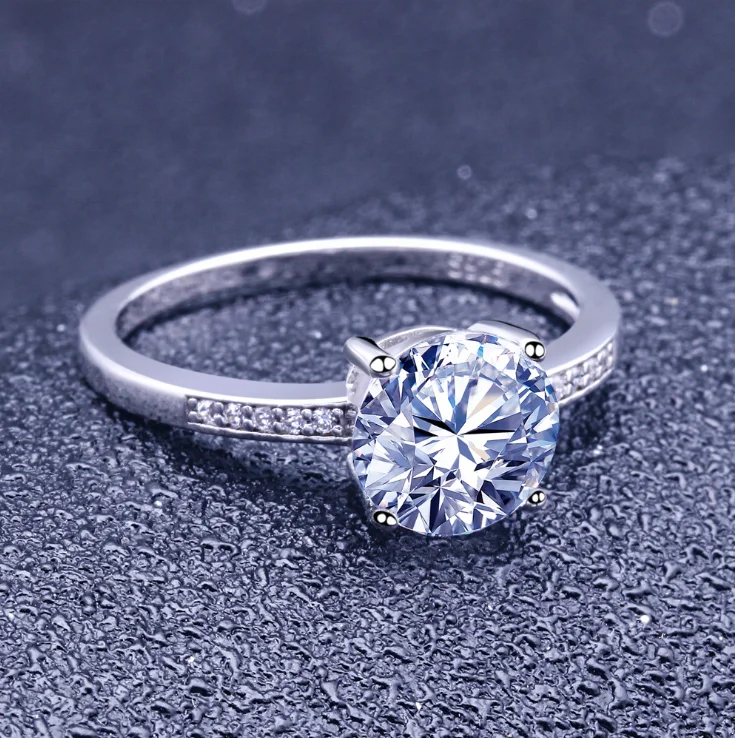 UNIQ 925 стерлингового серебра 1 25 CT круглый косынка кубического циркония обручальное кольцо с
