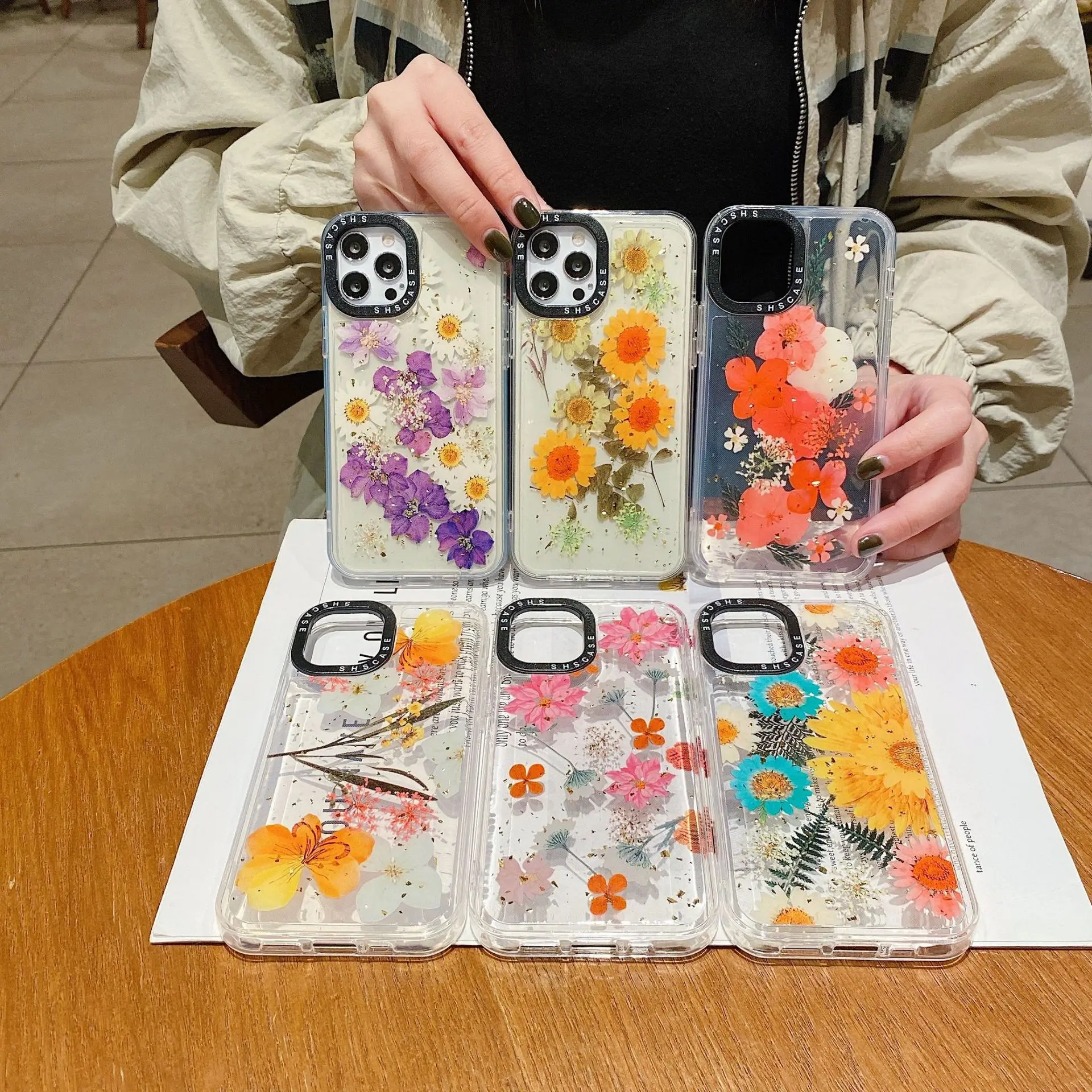 Transparent Photo Frame Protection 2.0mm Simulation Flower Epoxy Phone Case For Iphone 13 12 11