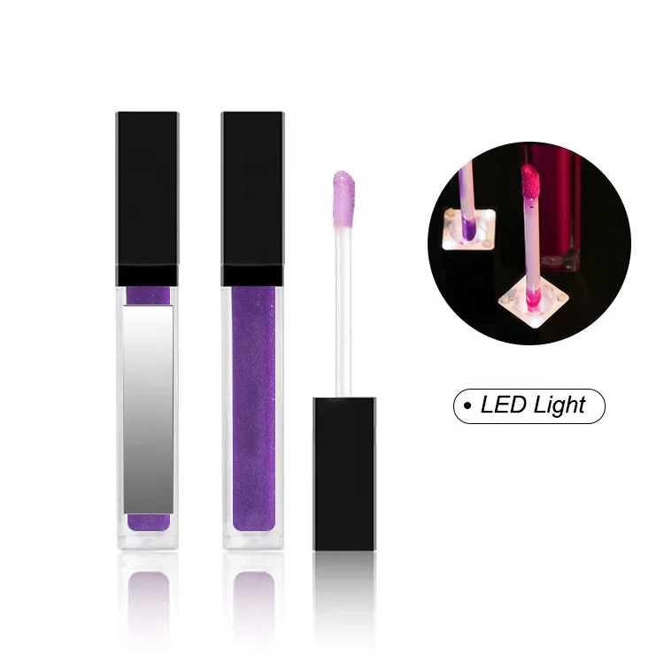 New Style Nude Shinny Matte Lipgloss Lip Gloss Tube With Led Light And Mirror