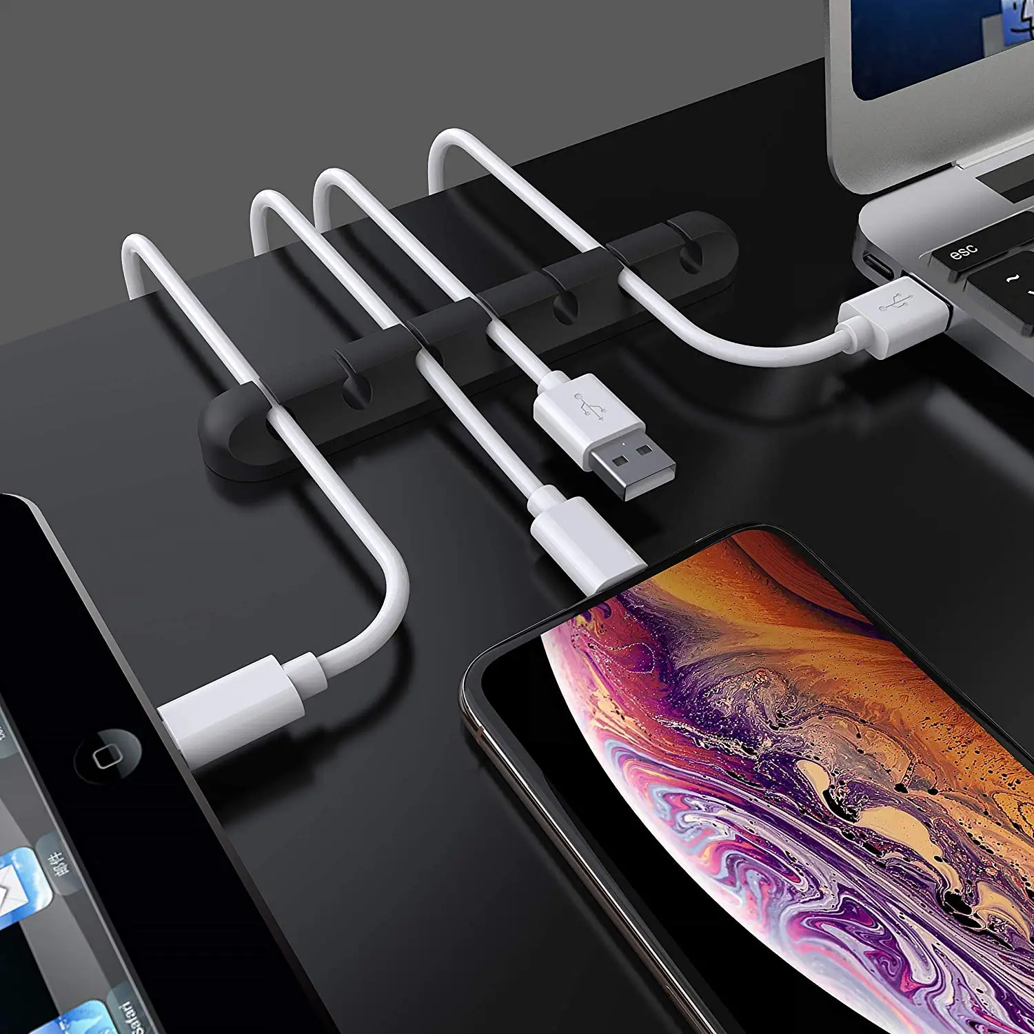 Silicone Desktop Earphone Cable Clips Under Desk Cable Organizer Tray Silicone Phone Cable Holder Organizer