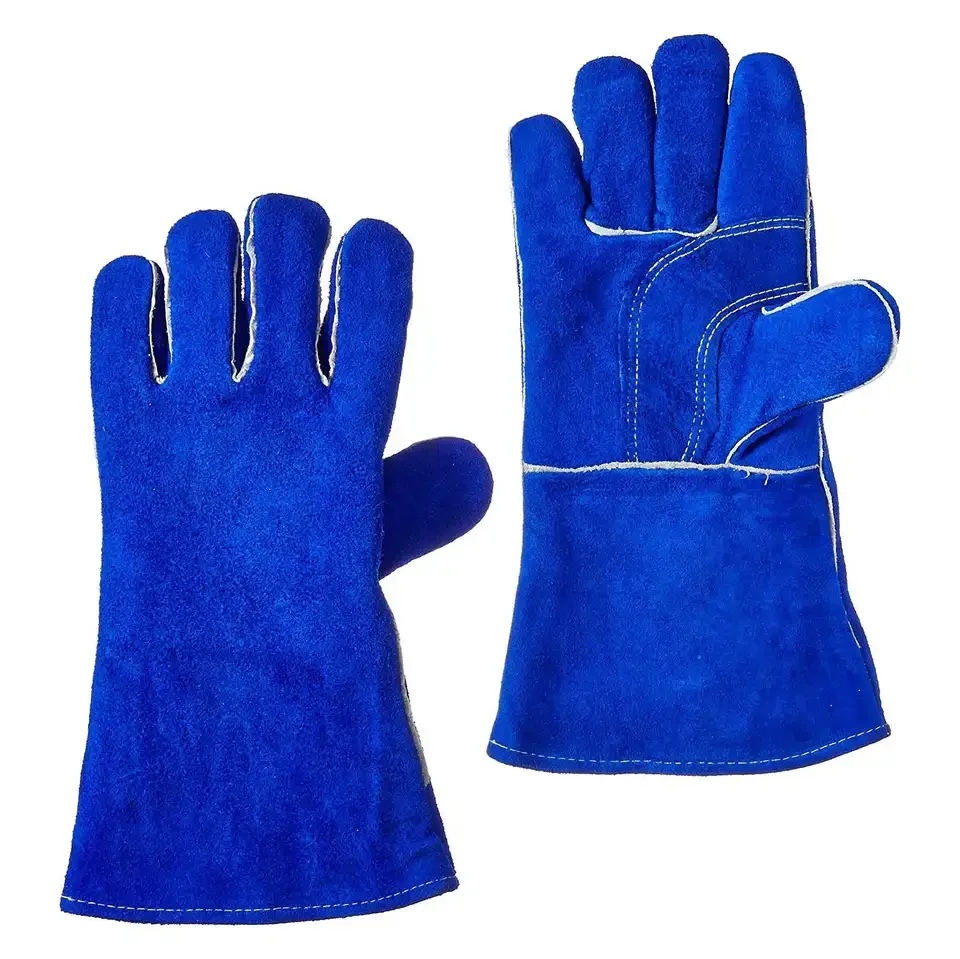 Cow Split Leather Gants De Barbecue Custom Hand Leather Safety gloves 14 16 Inch Welding Gloves