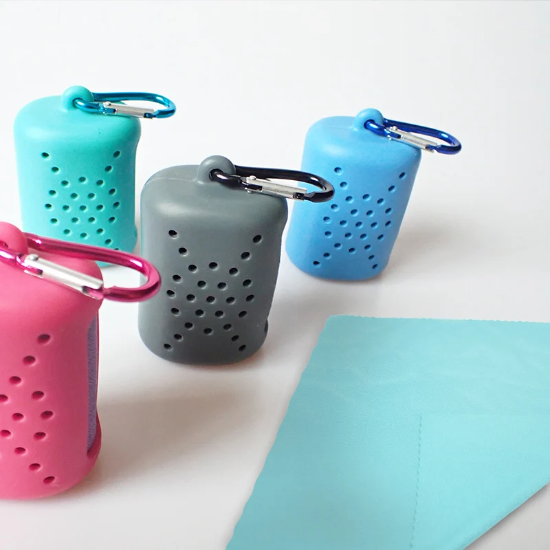 
Ткань из наномикроволокна полотенце текстура quick dry путешествия охлаждения, спорт, пляж, тренажерный зал, открытый полотенце с силиконовый чехол 