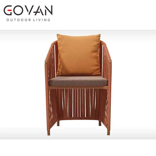 Outdoor Furniture Modern Style Aluminum Dining Set Garden Hotel Furniture Rope Dining Chairs Outdoor Full Dining Chair