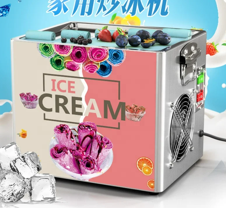Handle Portable Yogurt Frozen Machine 110v/220v Flat Pan Table Top Fried Ice Cream Roll  Popsicle Making Machine