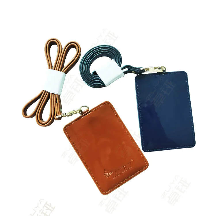 Custom Metro Card Cover Multi-Color Business Working Cards School Cartoon Pu Leather ID Card Badge Holder with Rope