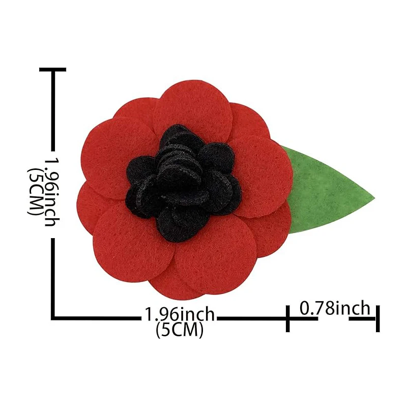 High Quality Handmade Wool Felt Flower Brooch Felt Craft  Flowers  Felt Flower Garland For Remembrance Day
