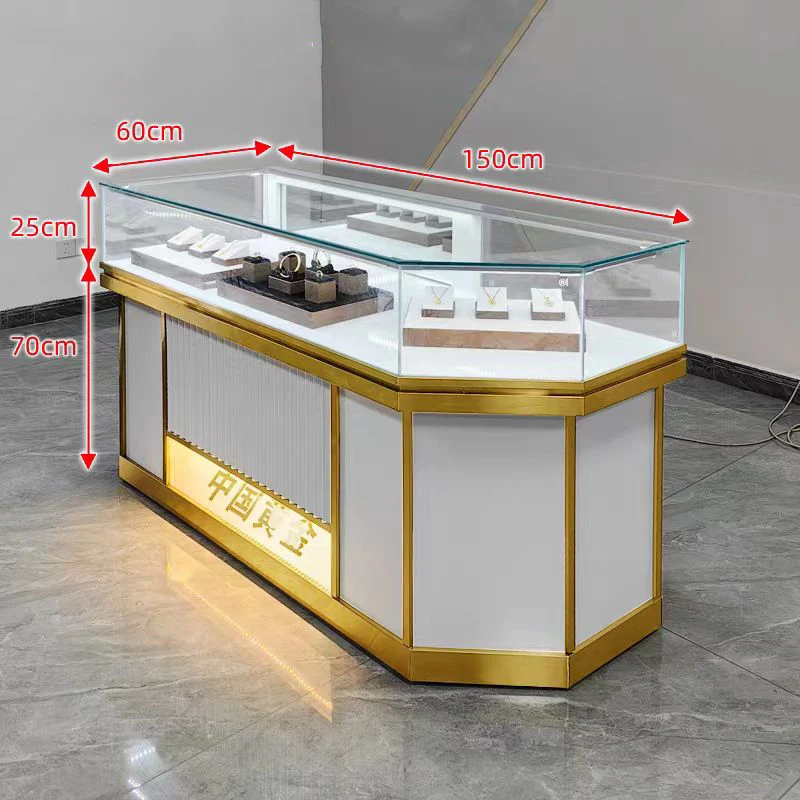 Wood paint high end jewelry standing cabinet glass display cabinet jewelry showcase for gold jewelry shop