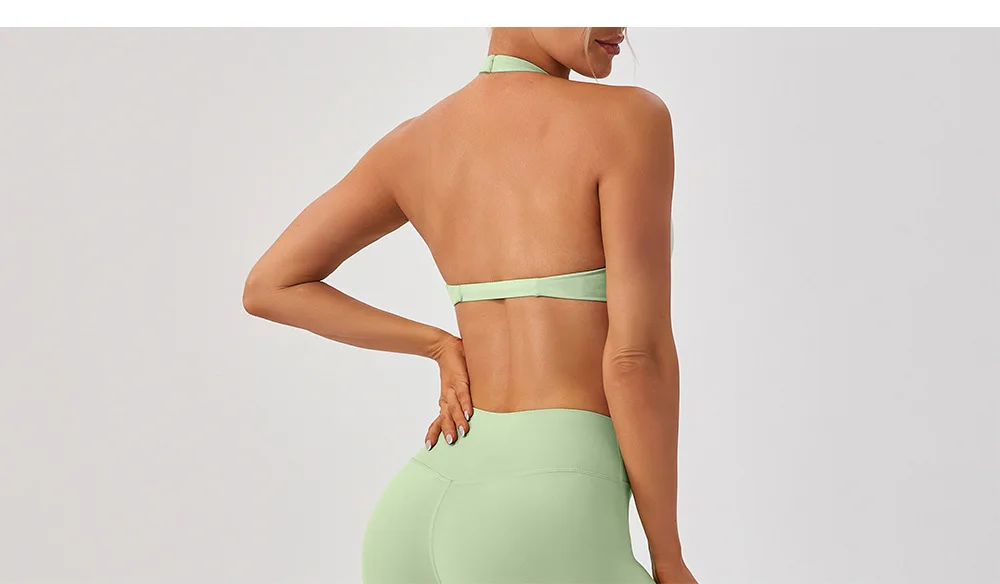 Latest Design Fashion Halter Yoga Crop Top Sexy Sports Bra Girls Fitness Yoga Wear Comfort High Quality Women Workout Sports Bra