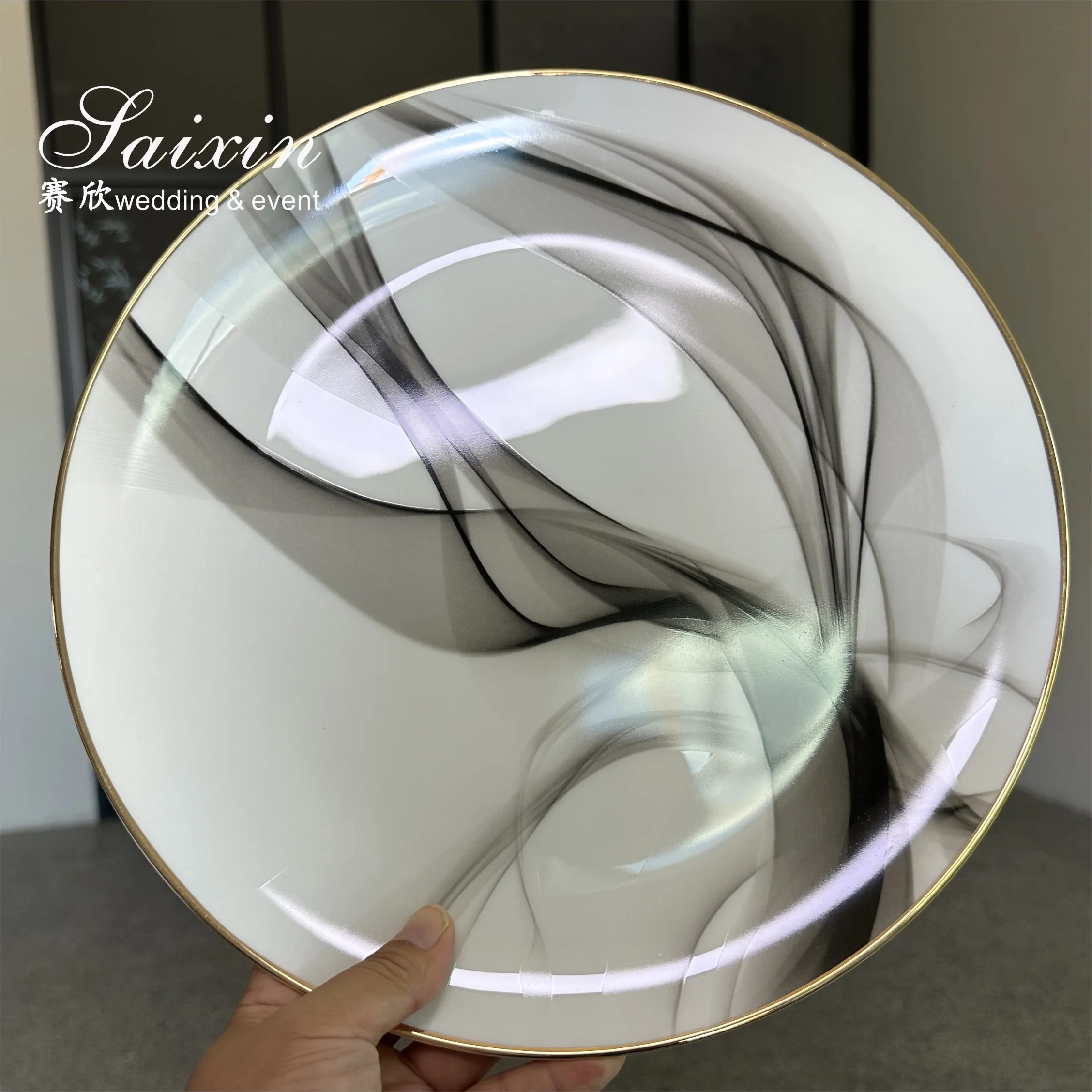 Hot Sale Wedding Bone China Charger Plates Table Decoration Party Ceramic Dinner Plate