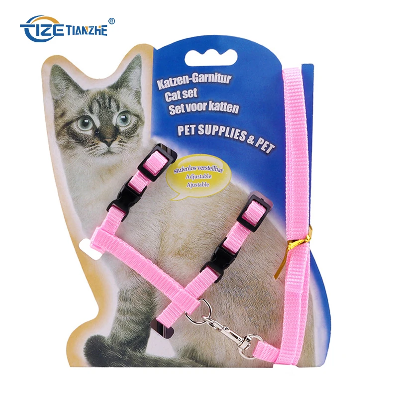 Wholesale Nylon Multiple Colors Small Dog and Cat Harness and Leash Set