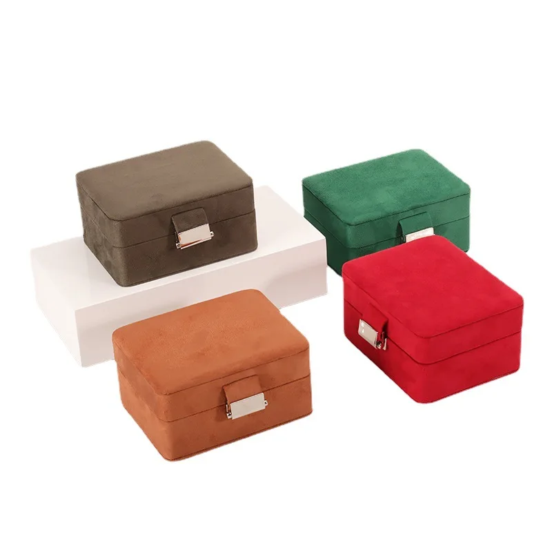 Custom Logo Travel Jewelry Box Suede Necklace Ring Jewelry Box Velvet Jewelry Storage Box Set