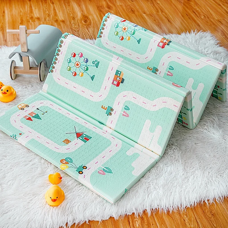 Foldable Play Mat Non- BPA Non-Toxic Foam Baby Playmat 79 x 71x 0.6 inch Thick Extra Large Reversible