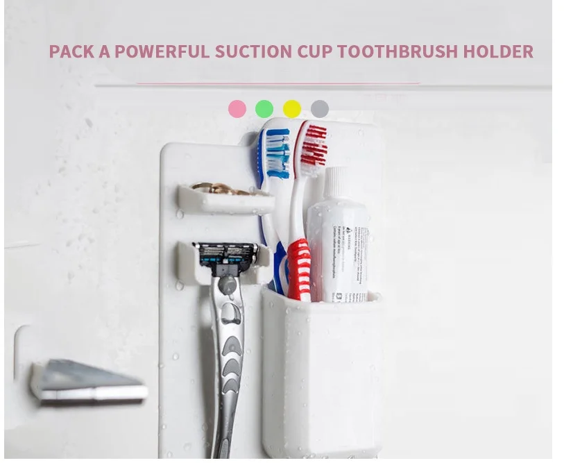 Multifunctional Bathroom Waterproof Non-slip Toothpaste Storage Rack Hanging Silicone Toothbrush Holder with Suction Cup