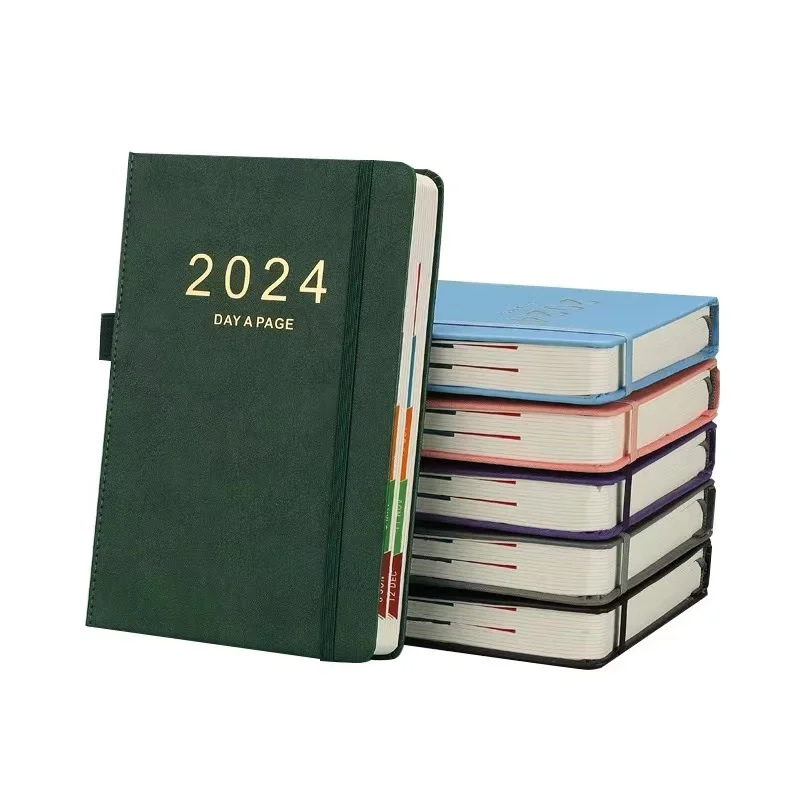 Офисный бизнес оптовая продажа ежедневник на 365 дней ежемесячный Еженедельный планировщик A5 блокнот из искусственной кожи индивидуальные 2024 календари планировщики