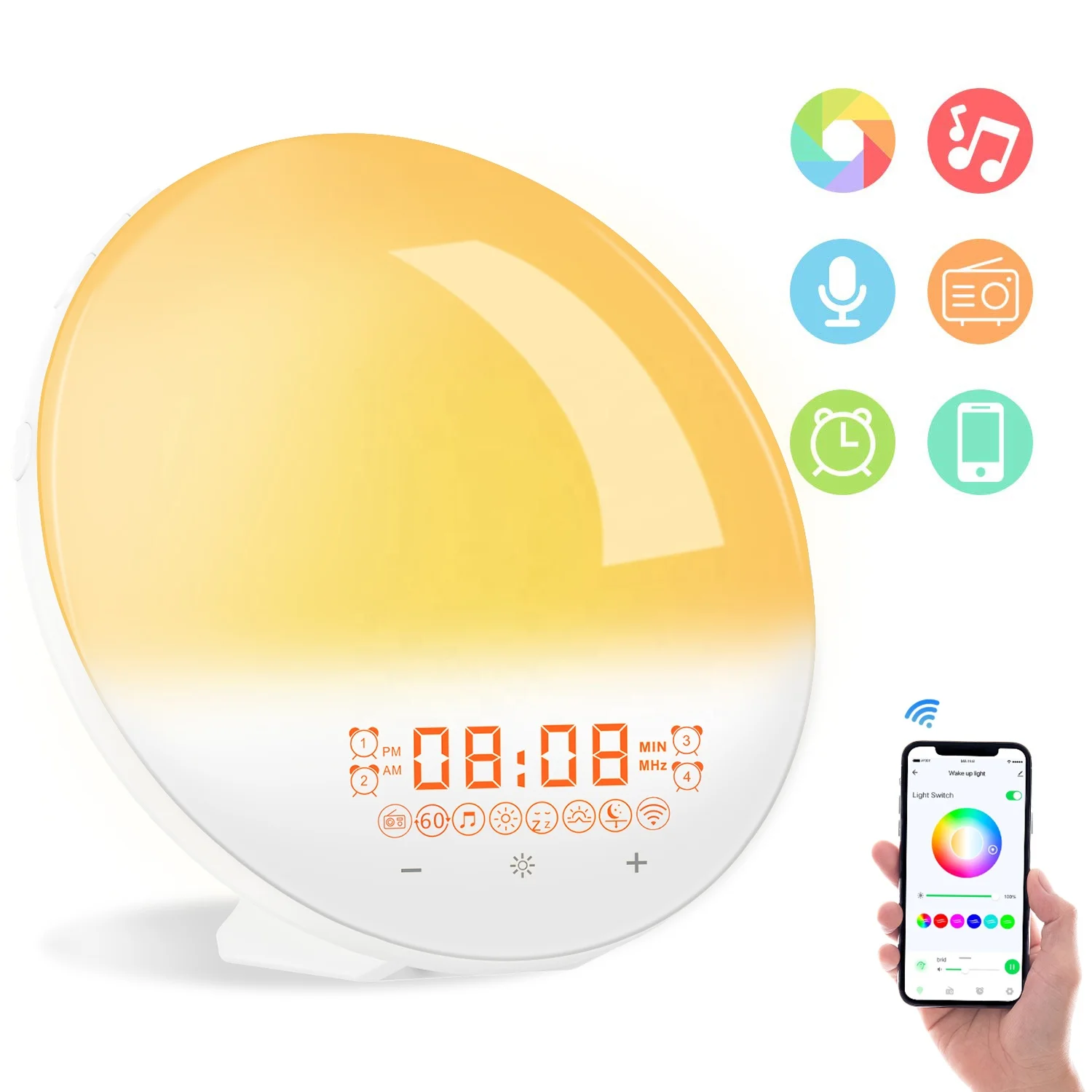 WIFI Smart led night light wake up light sunrise lamp with touch control mobile phone control app for kids baby bedroom