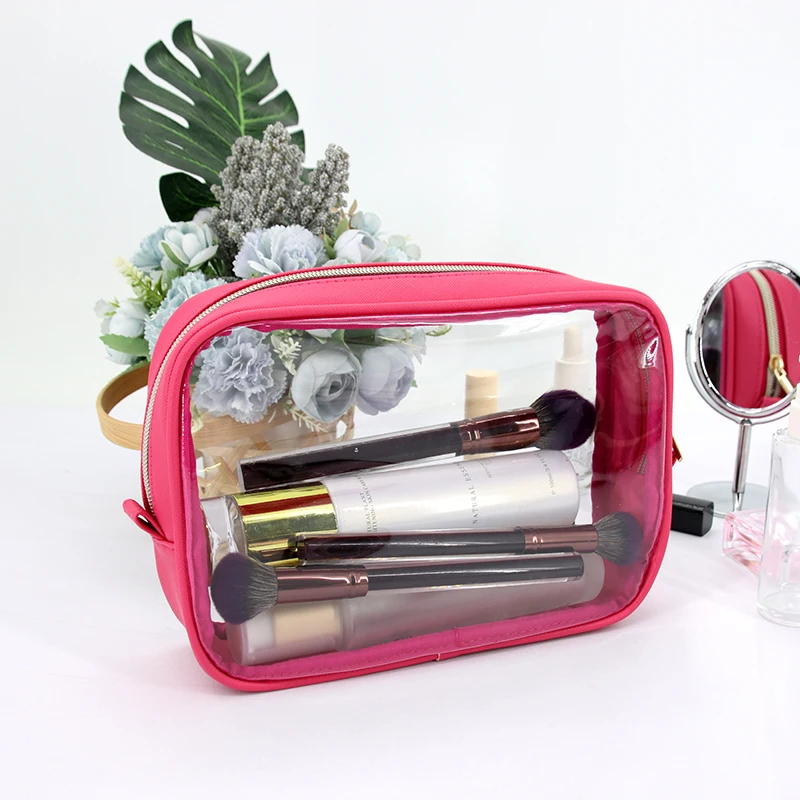 Wholesale TPU PVC Toilet wash Bag Waterproof Clear Transparent Beauty Toiletry Cosmetic Make Up Makeup Bag for Travel