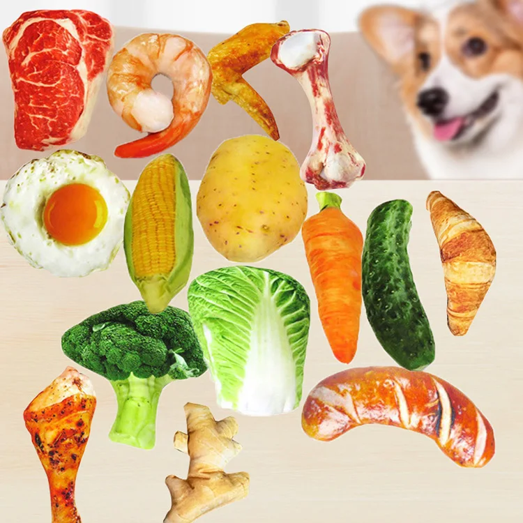 MewooFun Vegetable Meat Shape Plush Pet Dog Toys Plush Dog Bone Toy