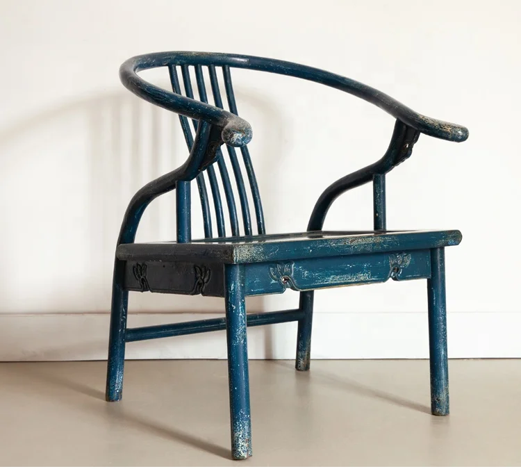 Furniture factory Chinese traditional armed chairs antique furniture wooden distressed paint chair with arm