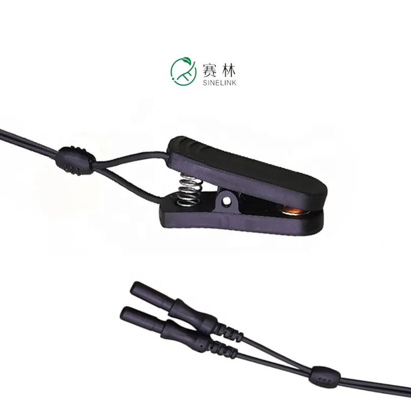 Reusable Gold Plated Bipolar Ear Clip Electrode With DIN 1.5mm Connector