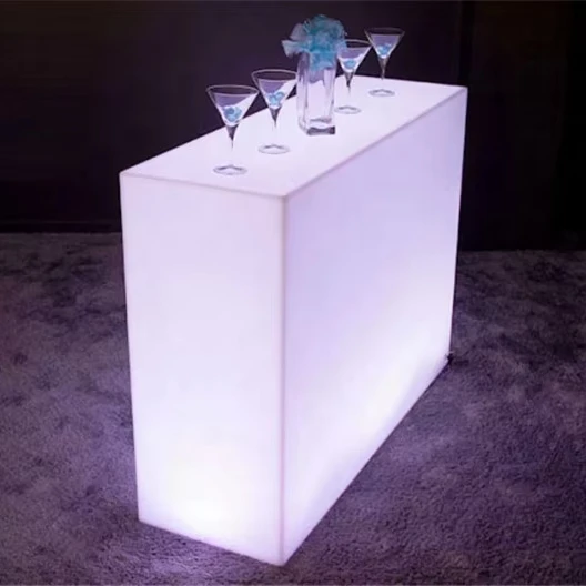 Modern Plastic LED Illuminated Bar Counter Portable Luminous Cocktail Table for Outdoor Hotel Club Use