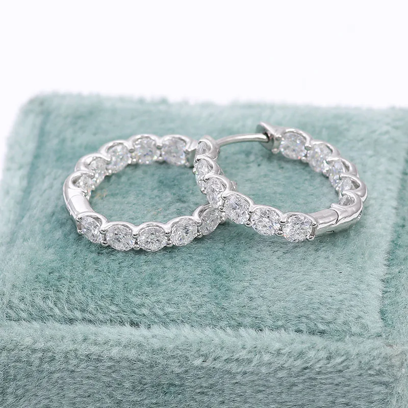 2.6mm Lab Diamond DEF-VS Eternity 14mm Hoop Earrings in 10K White Gold