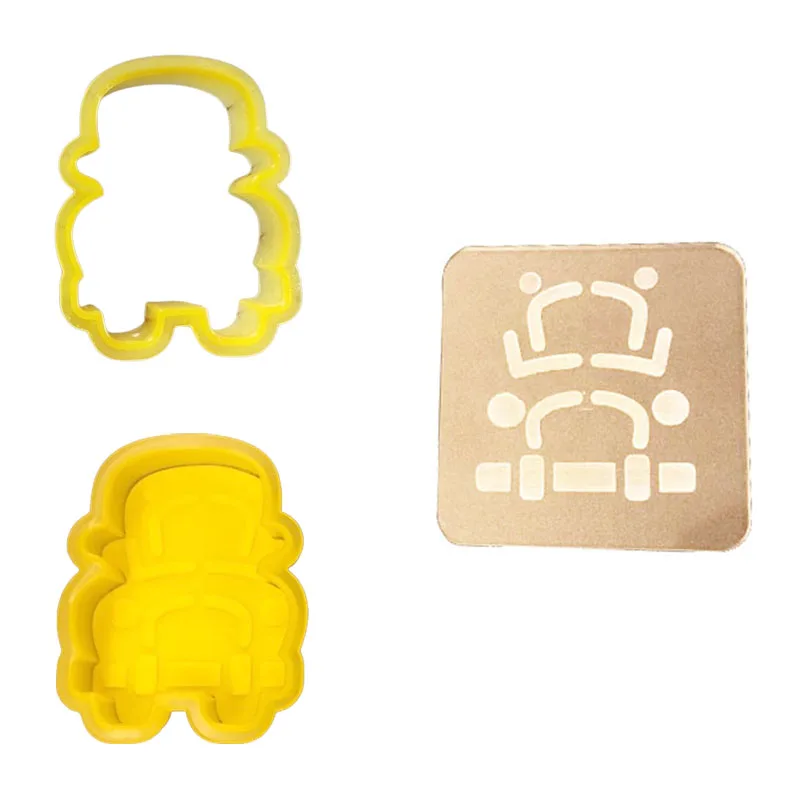 Back To School Bus Cookie Fondant Embossed Mold, Fondant Biscuit Embosser Stencil With Cookie Cutter