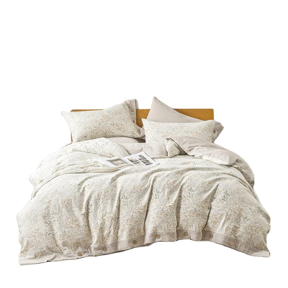 Красивые бледно-коричневые хлопковые постельные принадлежности 3 4 Постельное белье для дома одно растение самое мягкое натуральное в отеле