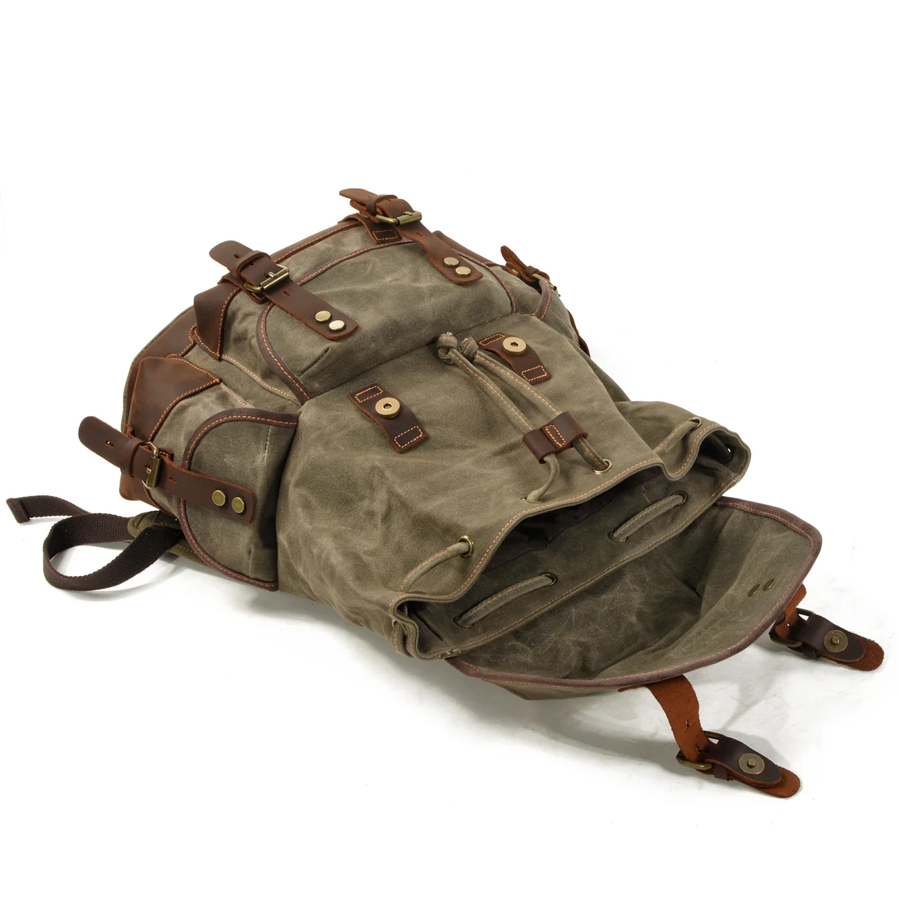 Large Capacity Leather Canvas Backpacks For Men School Bags Vintage Waterproof Daypack High Quality Laptop Backpack Bag