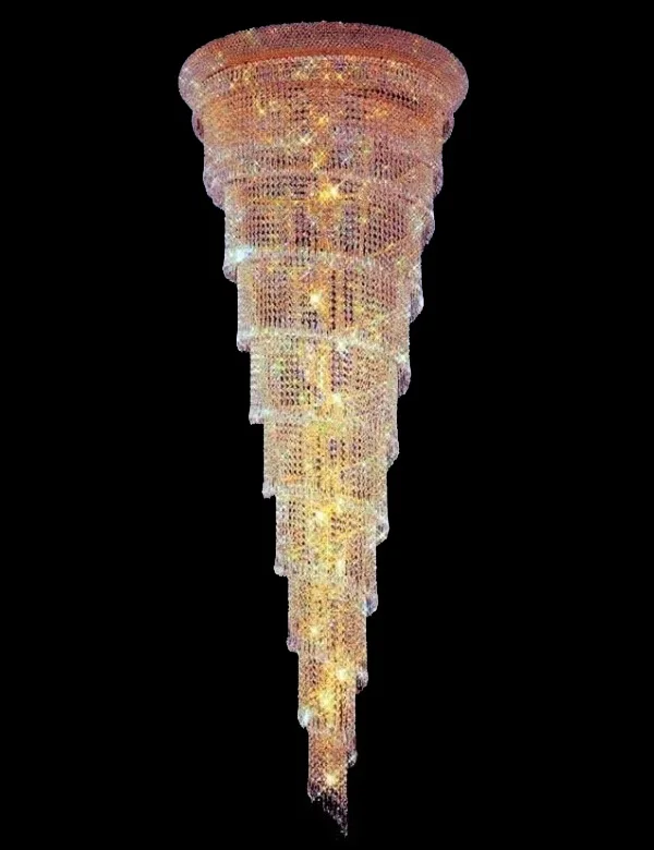 classic decorative living room gold silver crystal beaded spiral stair lights ceiling light design event chandelier