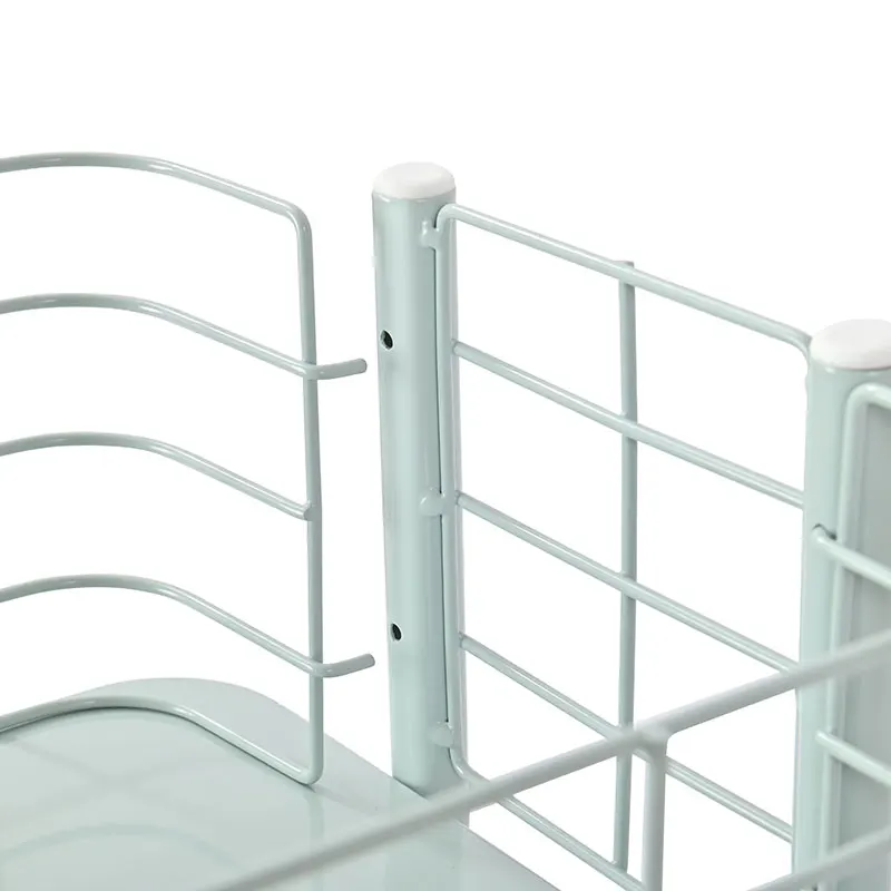 Multi-Scenario Storage Rack 3 Tier Metal Utility Cart 13CM High Fence Storage Trolley for Dormitory Office Kitchen Bathroom