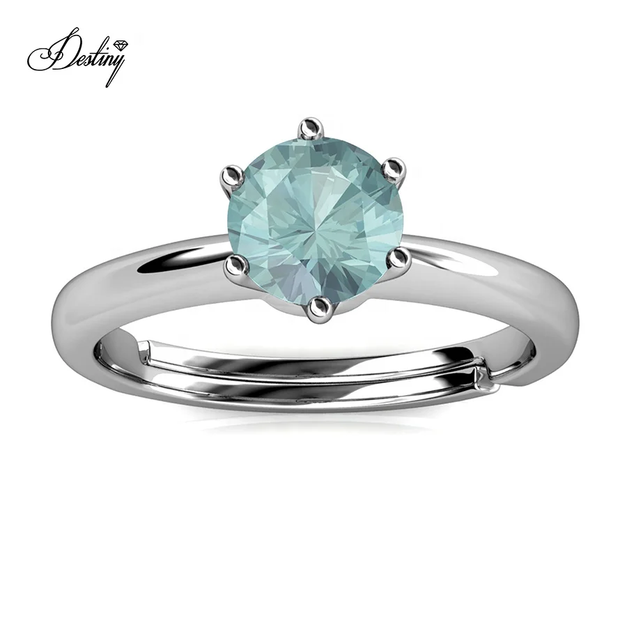 18kt Gold 925 Sterling Silver 1 Carat GRA Certificate Moissanite Diamond Blue Gemstone Ring For Women Destiny Jewellery
