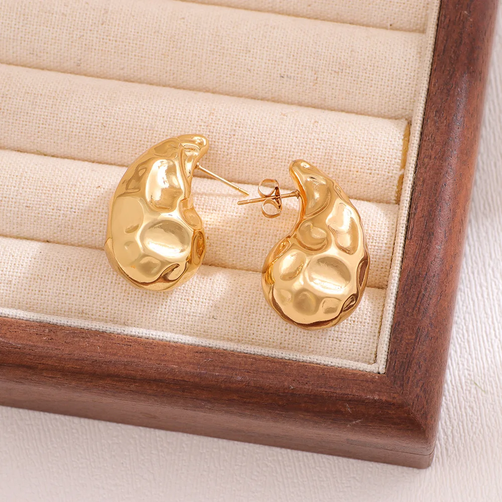 Vintage Stainless Steel 18K Gold plating C Shape Drop Earrings Hip Hop Irregular Geometry Earrings For Women Gift