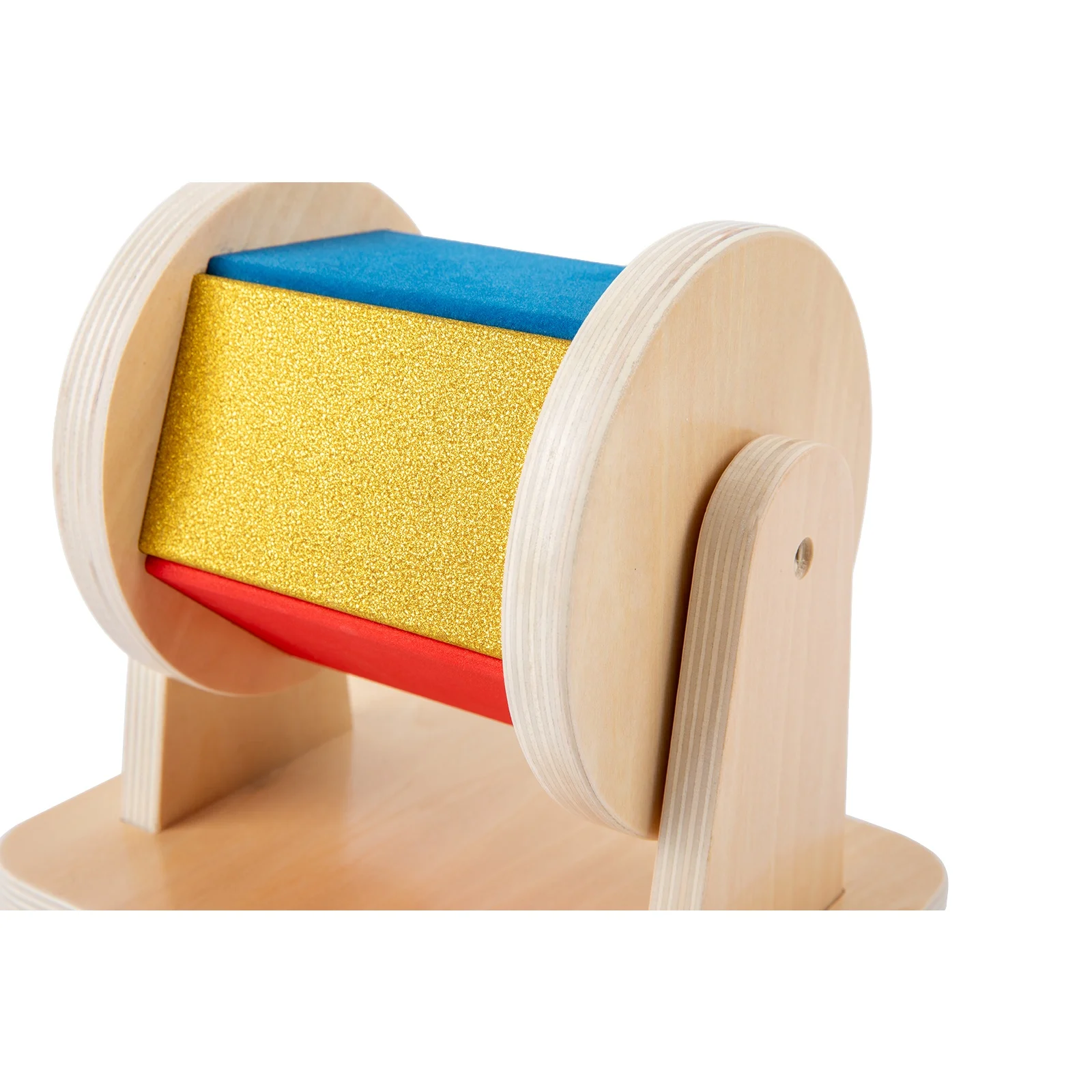 Montessori Spinning Musical Early Education Teaching Aids Wooden Rainbow Colors Baby Customized Toys Rainbow Drum With Bell