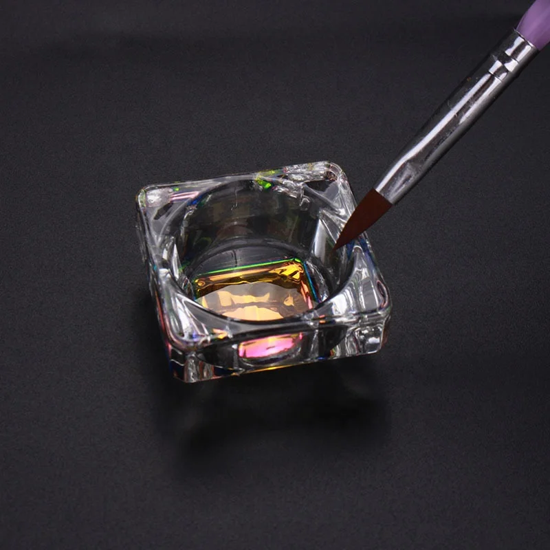empty nail polish bottle low moq Mini Transparent Glass Ball Dappen Dish with glass lid