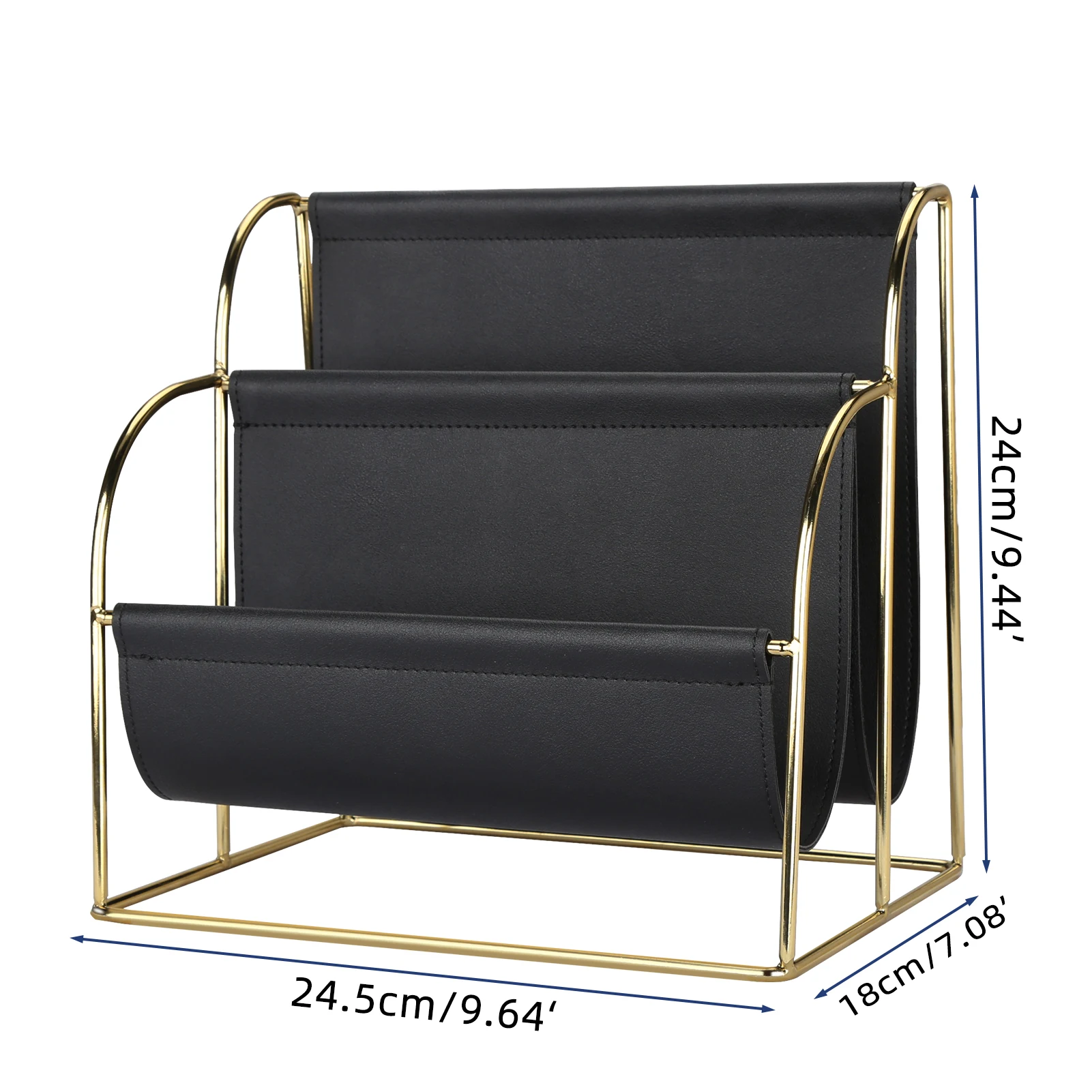 Office home hotel display Metal plating leather magazine rack
