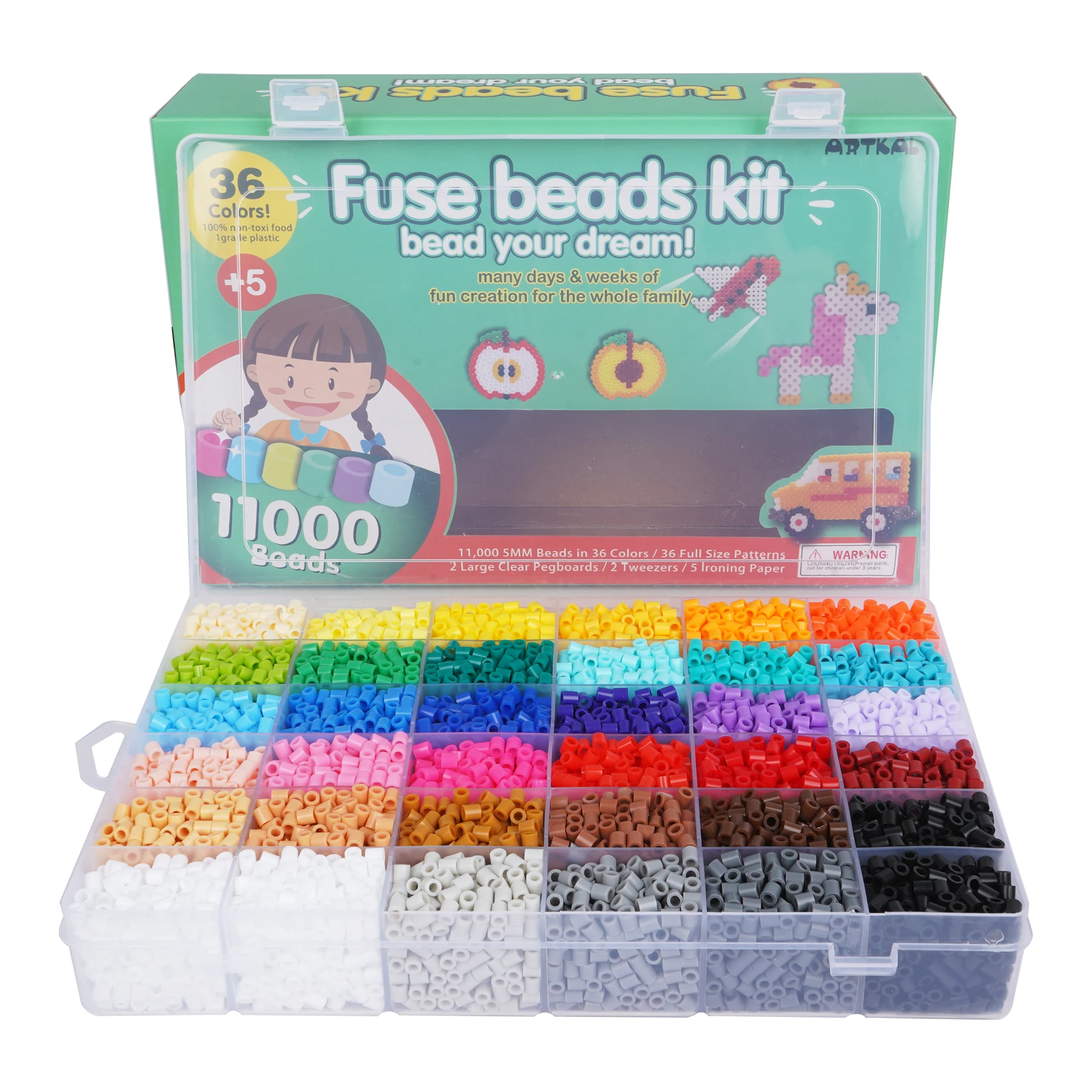 Wholesale Marketplace New Educational Toy 36 Customized Colors Artkal Fuse Bead Kits 11000 Beads Midi Perler Bead Craft Kit