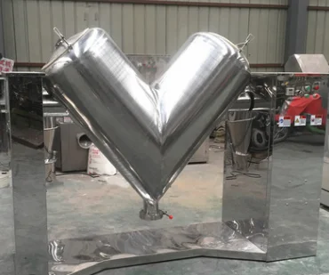 Pharmaceutical GMP grade V type powder mixer machine for herbs powder, cake powder and small particle