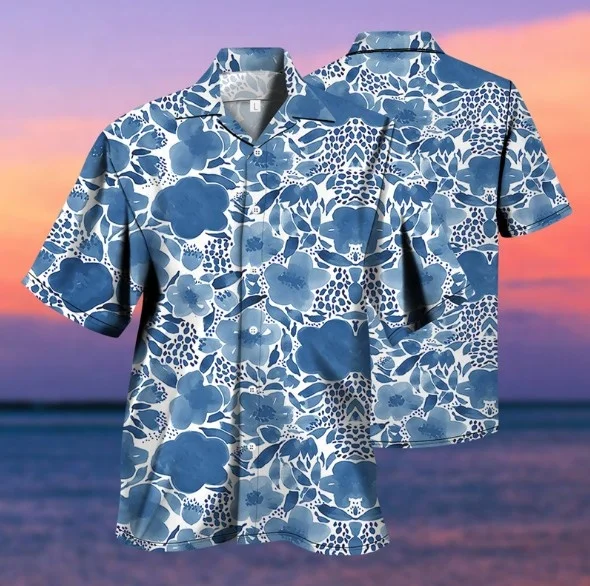 High quality 100% polyester 3d sublimation printing hawaii men shirt